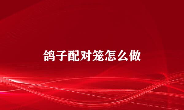 鸽子配对笼怎么做
