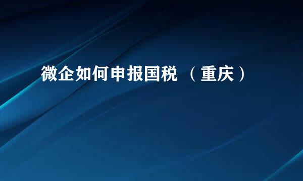 微企如何申报国税 （重庆）
