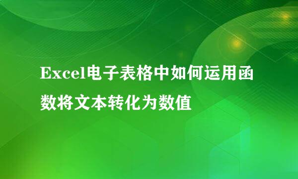Excel电子表格中如何运用函数将文本转化为数值
