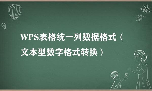 WPS表格统一列数据格式（文本型数字格式转换）