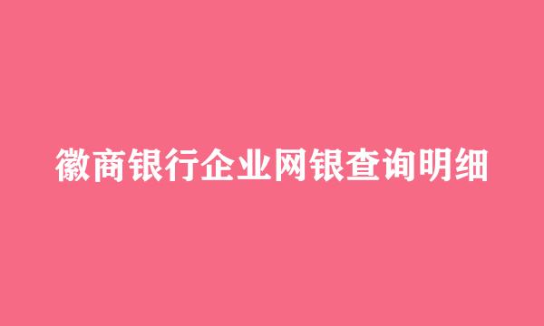 徽商银行企业网银查询明细