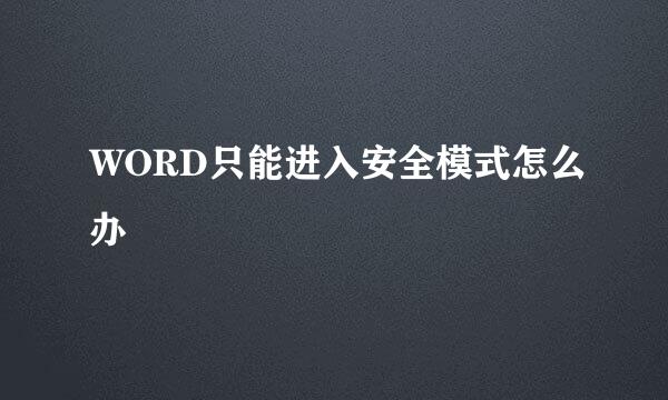 WORD只能进入安全模式怎么办