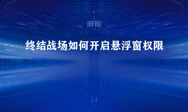 终结战场如何开启悬浮窗权限