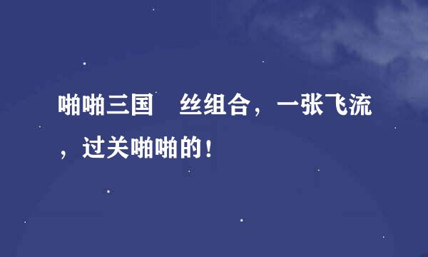 啪啪三国屌丝组合，一张飞流，过关啪啪的！