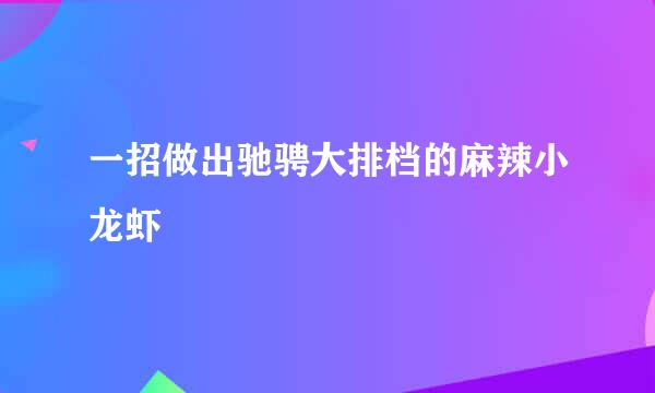 一招做出驰骋大排档的麻辣小龙虾