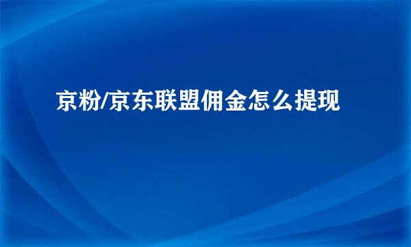 京粉/京东联盟佣金怎么提现