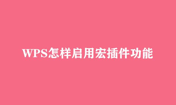 WPS怎样启用宏插件功能