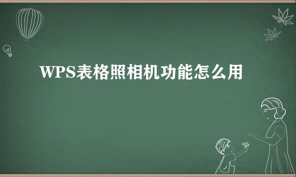 WPS表格照相机功能怎么用