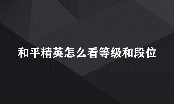 和平精英怎么看等级和段位