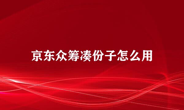 京东众筹凑份子怎么用