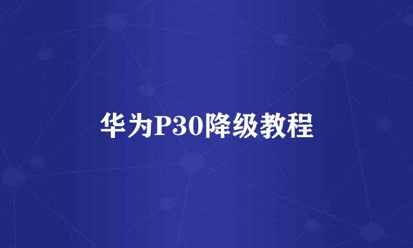 华为P30降级教程