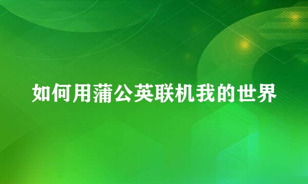 如何用蒲公英联机我的世界