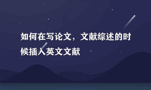 如何在写论文，文献综述的时候插入英文文献