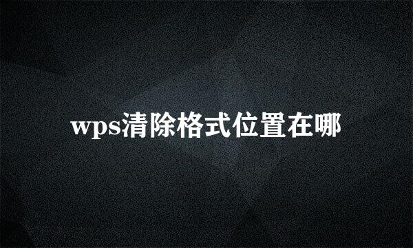 wps清除格式位置在哪