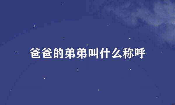 爸爸的弟弟叫什么称呼