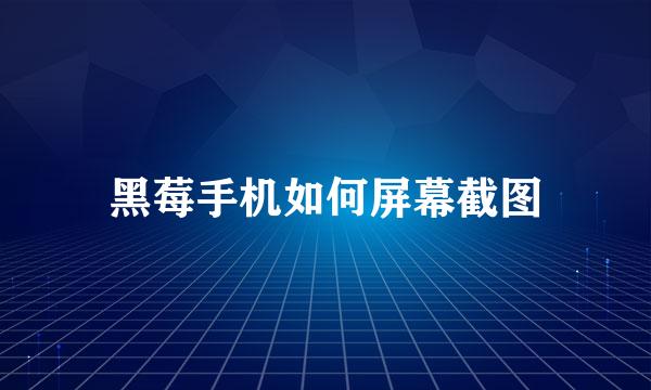 黑莓手机如何屏幕截图