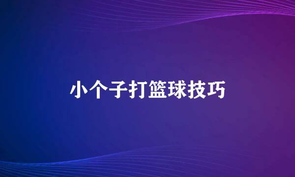 小个子打篮球技巧