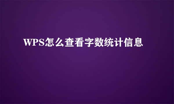 WPS怎么查看字数统计信息