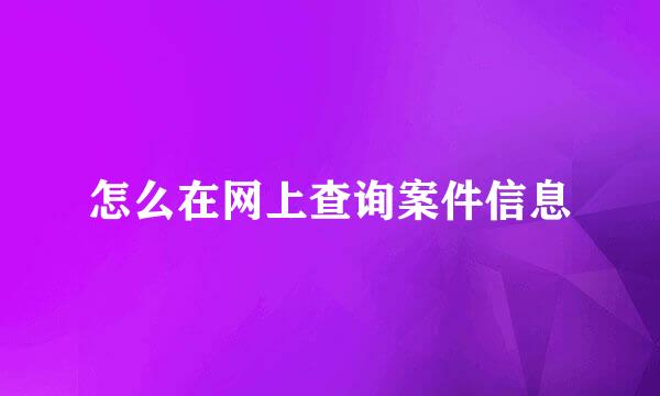 怎么在网上查询案件信息