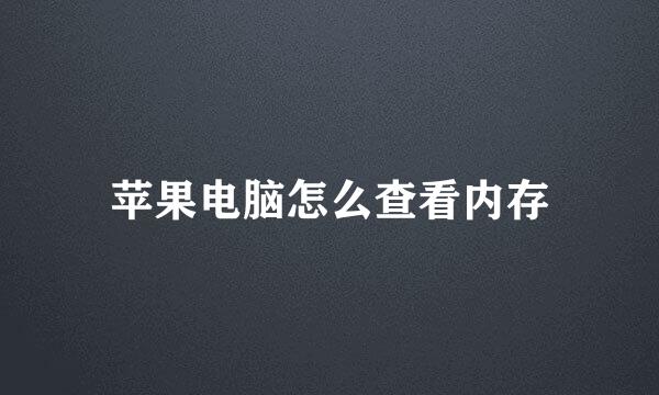 苹果电脑怎么查看内存