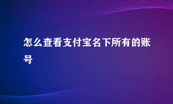 怎么查看支付宝名下所有的账号