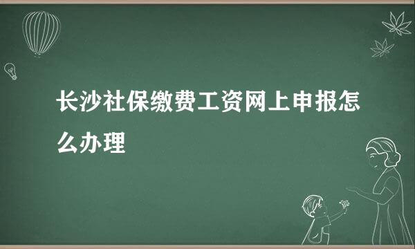 长沙社保缴费工资网上申报怎么办理