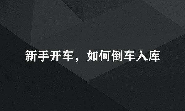 新手开车，如何倒车入库