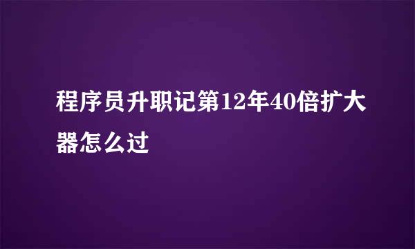 程序员升职记第12年40倍扩大器怎么过