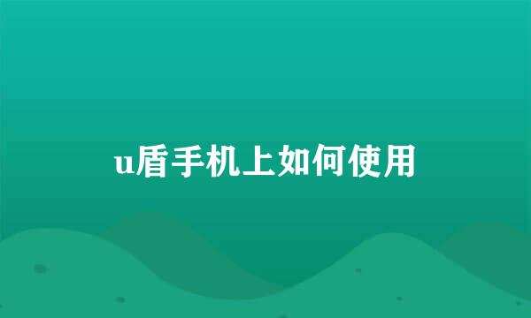 u盾手机上如何使用