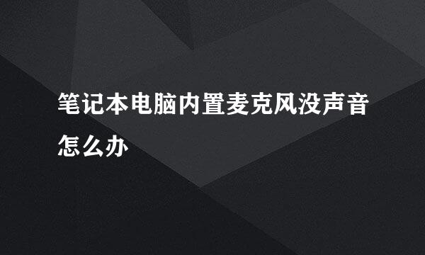 笔记本电脑内置麦克风没声音怎么办