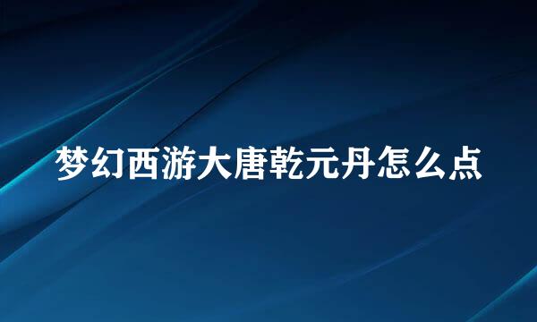 梦幻西游大唐乾元丹怎么点