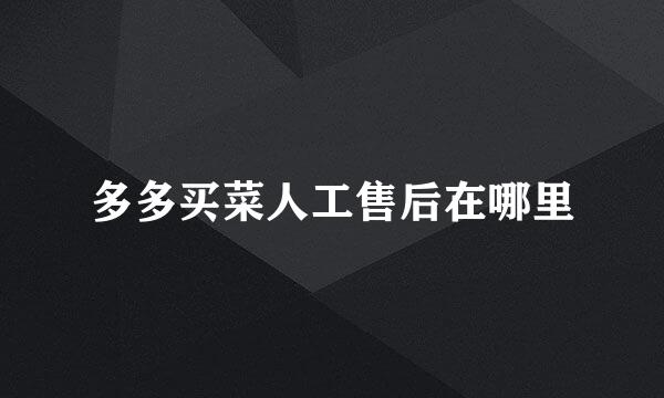 多多买菜人工售后在哪里