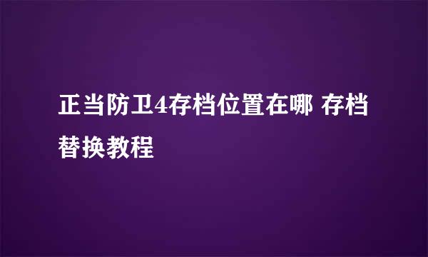 正当防卫4存档位置在哪 存档替换教程