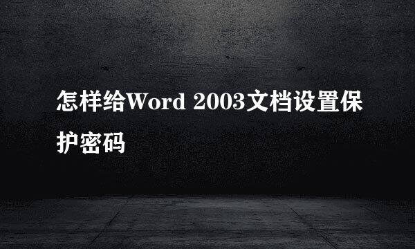 怎样给Word 2003文档设置保护密码