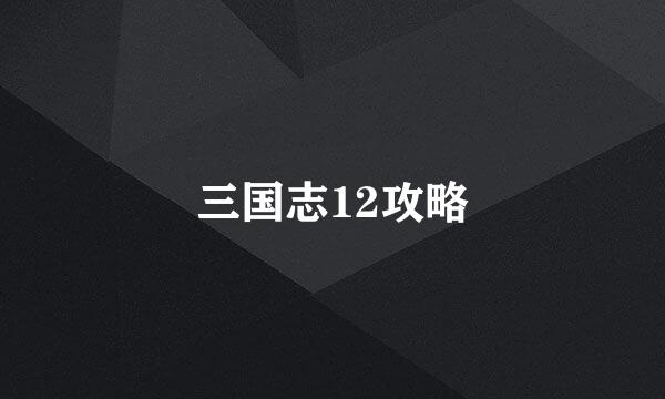 三国志12攻略