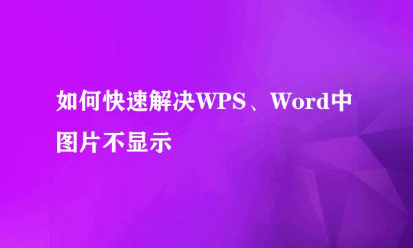 如何快速解决WPS、Word中图片不显示