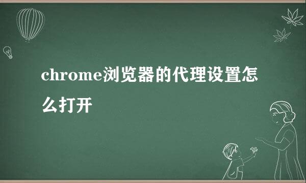 chrome浏览器的代理设置怎么打开