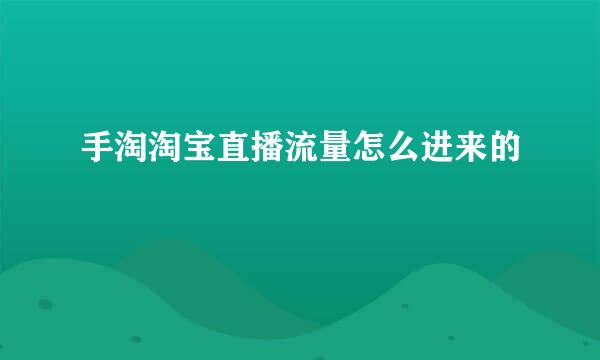 手淘淘宝直播流量怎么进来的
