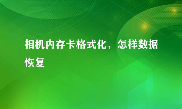 相机内存卡格式化，怎样数据恢复