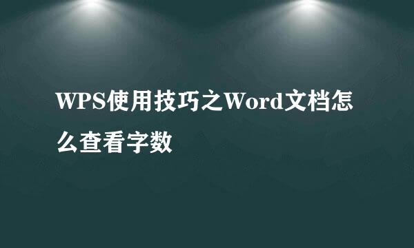 WPS使用技巧之Word文档怎么查看字数