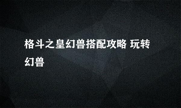 格斗之皇幻兽搭配攻略 玩转幻兽