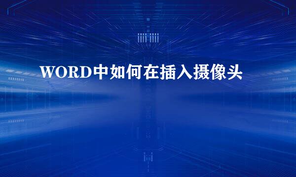 WORD中如何在插入摄像头