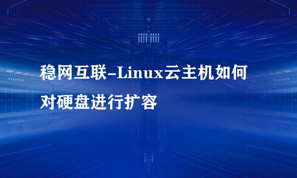 稳网互联-Linux云主机如何对硬盘进行扩容