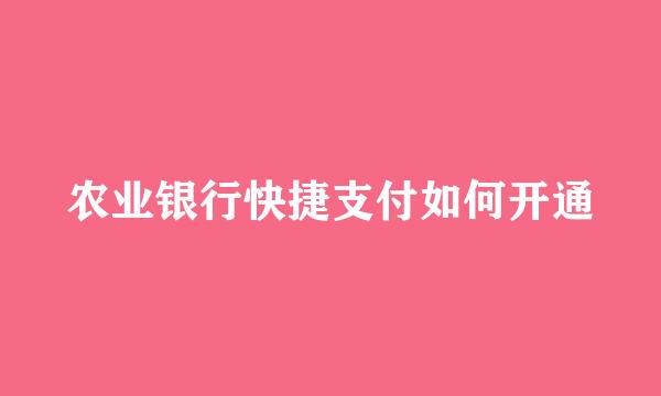 农业银行快捷支付如何开通