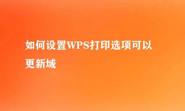 如何设置WPS打印选项可以更新域