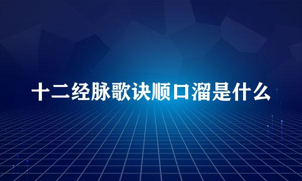 十二经脉歌诀顺口溜是什么