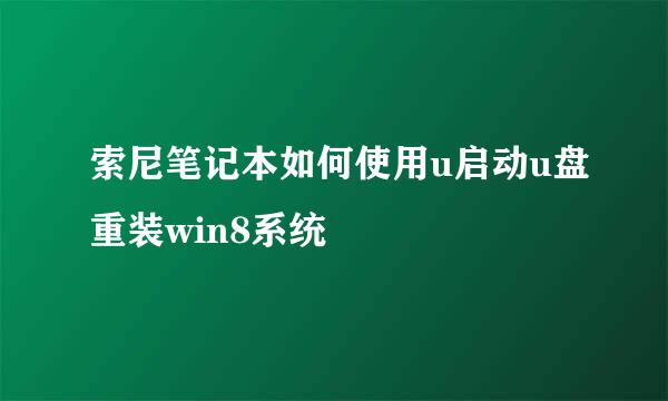 索尼笔记本如何使用u启动u盘重装win8系统