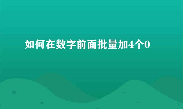 如何在数字前面批量加4个0