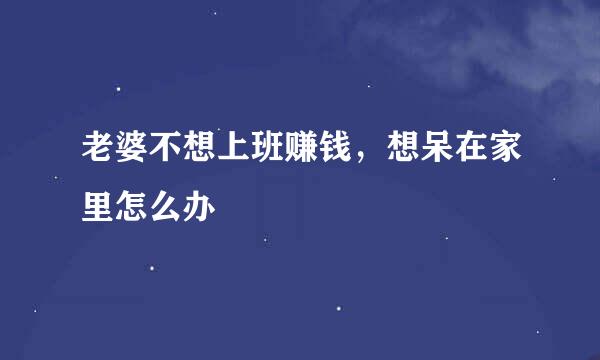 老婆不想上班赚钱，想呆在家里怎么办