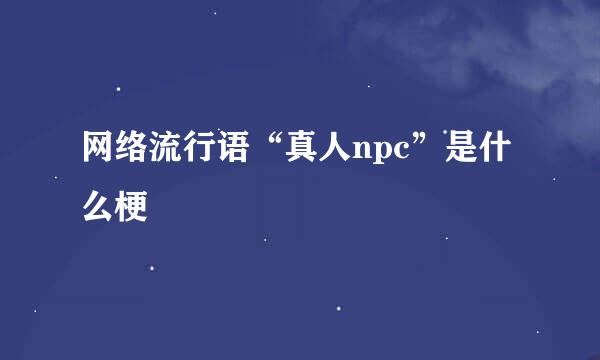 网络流行语“真人npc”是什么梗